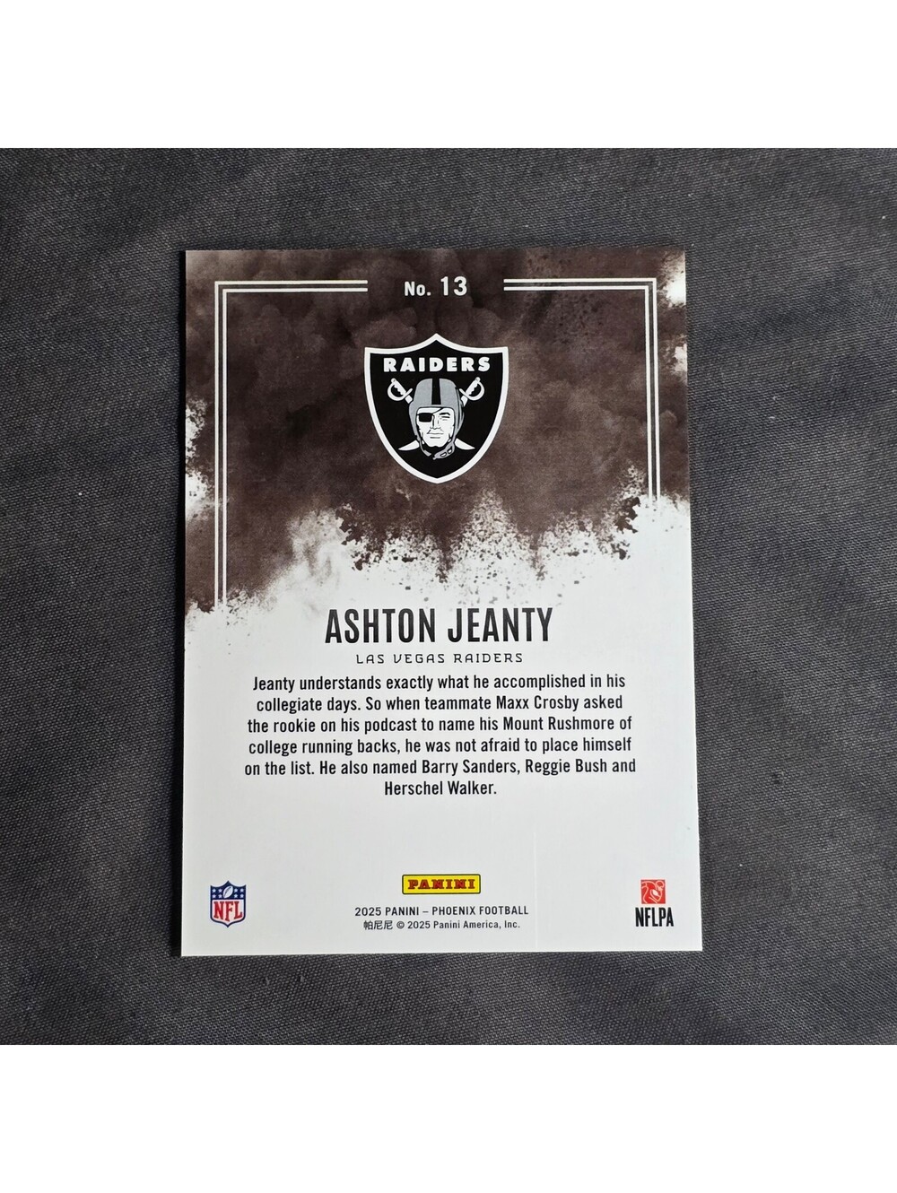 2025 Panini Phoenix Ashton Jeanty Color Blast Rookie RC SSP #13 Raiders - Picture 2 of 6